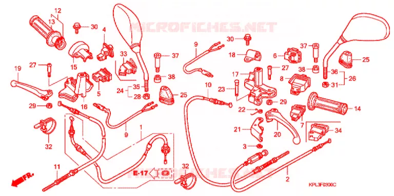 LEVIER DE GUIDON - CABLE - COMMODO (1) Honda SCOOTER 100 ACTIVA 2004  SCV100CM2