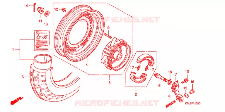 ROUE ARRIERE (SCV100CM2,5/SCV1109,B) Honda SCOOTER 100 ACTIVA 2004  SCV100CM2