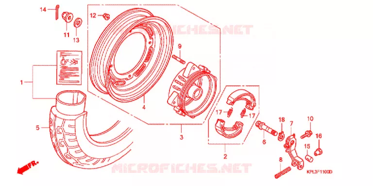 ROUE ARRIERE (SCV100CM2,5/SCV1109,B) Honda SCOOTER 100 ACTIVA 2003  SCV100CM2