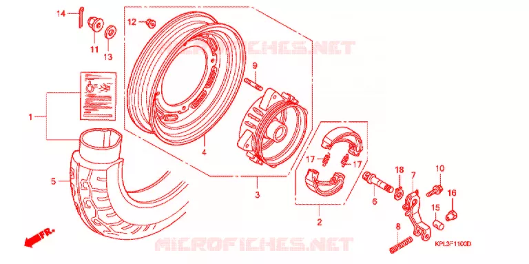 ROUE ARRIERE (SCV100CM2,5/SCV1109,B) Honda SCOOTER 110 ACTIVA 2009  SCV1109