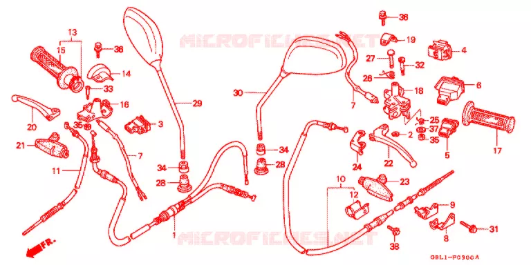 COMMODO - LEVIER - CABLE (1) Honda SCOOTER 50 DIO 1995  SK50MS