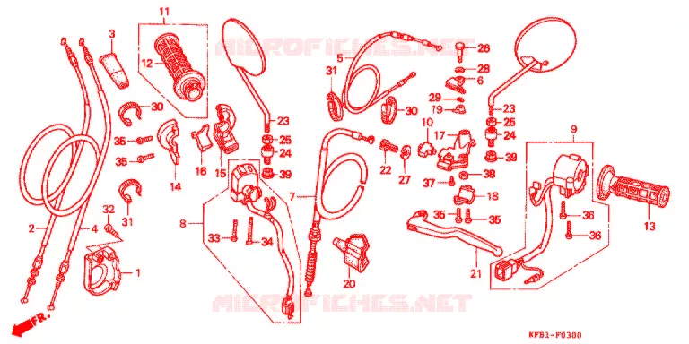 LEVIER DE GUIDON - CABLE - COMMODO Honda MOTO 230 SL 2003  SL2301