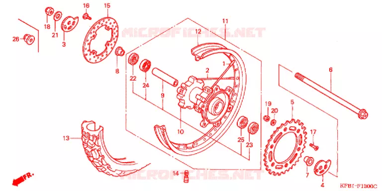 ROUE ARRIERE Honda MOTO 230 SL 2002  SL2301