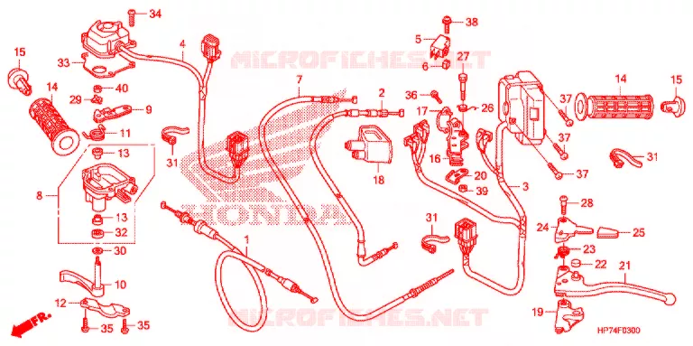 LEVIER DE GUIDON - CABLE - COMMODO Honda ATV 420 FOURTRAX 2010  TRX420FAA