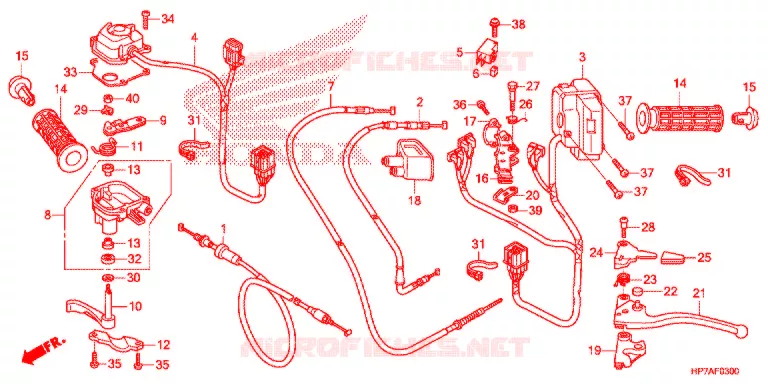 LEVIER DE GUIDON - CABLE - COMMODO Honda ATV 420 FOURTRAX 2014  TRX420FAE