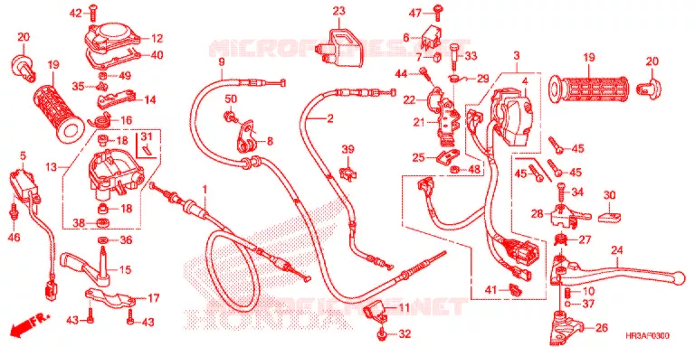 COMMODO - LEVIER - CABLE Honda ATV 420 FOURTRAX 2015  TRX420FM1F