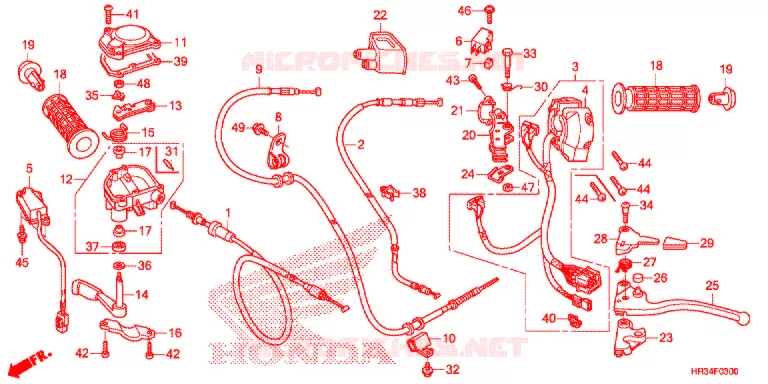 COMMODO - LEVIER - CABLE Honda ATV 420 FOURTRAX 2014  TRX420FM2E