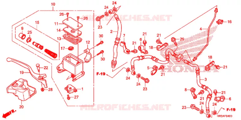 MAITRE CYLINDRE DE FREIN AVANT Honda ATV 420 FOURTRAX 2015  TRX420FM2F