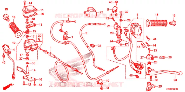 COMMODO - LEVIER - CABLE Honda ATV 420 FOURTRAX 2016  TRX420FM2G