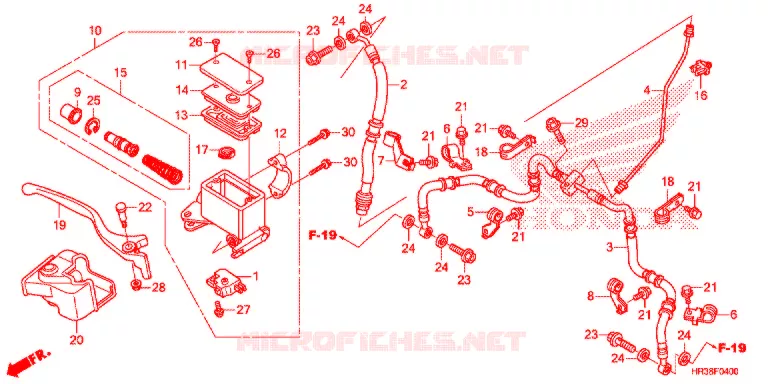 MAITRE CYLINDRE DE FREIN AVANT Honda ATV 420 FOURTRAX 2016  TRX420FM2G