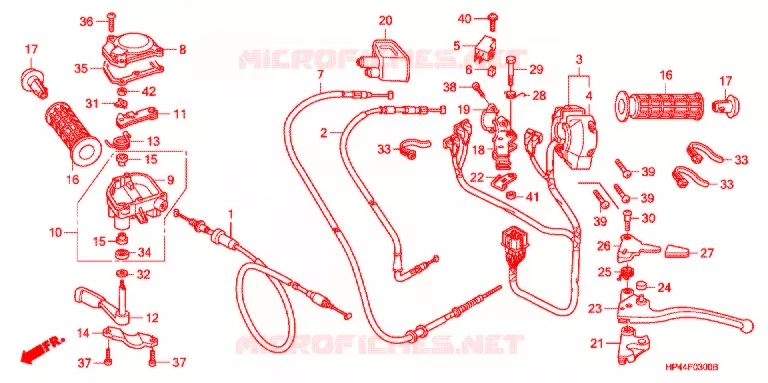 LEVIER DE GUIDON - CABLE - COMMODO Honda ATV 420 FOURTRAX 2007  TRX420FM7