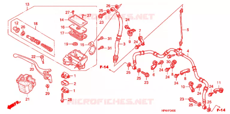 MAITRE CYLINDRE DE FREIN AVANT Honda ATV 420 FOURTRAX 2007  TRX420FM7