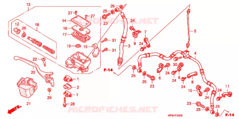 MAITRE CYLINDRE DE FREIN AVANT Honda ATV 420 FOURTRAX 2008  TRX420FM8