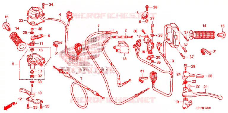 LEVIER DE GUIDON - CABLE - COMMODO Honda ATV 420 FOURTRAX 2009  TRX420FPA9