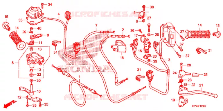 LEVIER DE GUIDON - CABLE - COMMODO Honda ATV 420 FOURTRAX 2011  TRX420FPAB