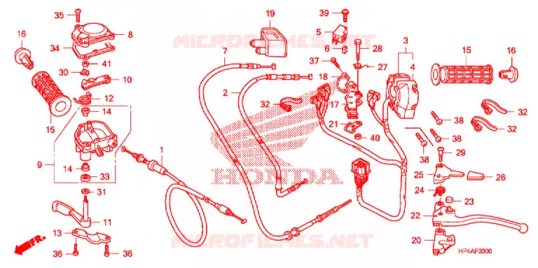 LEVIER DE GUIDON - CABLE - COMMODO Honda ATV 420 FOURTRAX 2010  TRX420FPMA