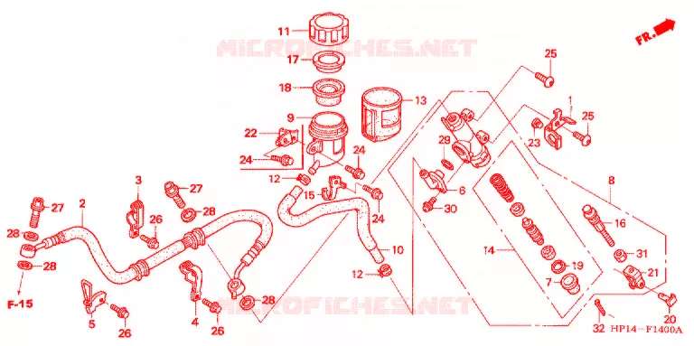 MAITRE-CYLINDRE DE FREIN ARRIERE Honda ATV 450 FOURTRAX 2007  TRX450ER7
