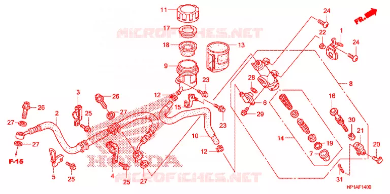 MAITRE-CYLINDRE DE FREIN ARRIERE Honda ATV 450 FOURTRAX 2012  TRX450ERC