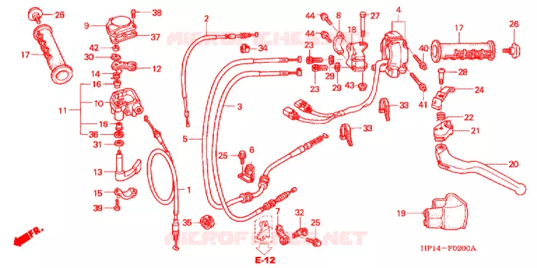 LEVIER DE GUIDON - CABLE - COMMODO ('04,'05) Honda ATV 450 FOURTRAX 2005  TRX450R5