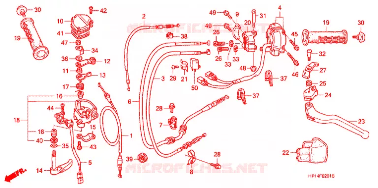 LEVIER DE GUIDON - CABLE - COMMODO ('06-'08) Honda ATV 450 FOURTRAX 2006  TRX450R6