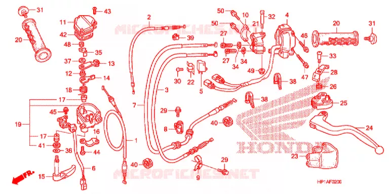 LEVIER DE GUIDON - CABLE - COMMODO Honda ATV 450 FOURTRAX 2009  TRX450R9