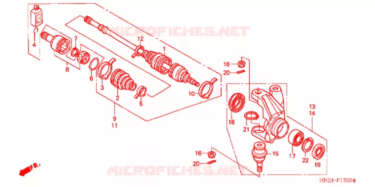ARBRE DE ROUE  (TRX500FA'01-'04/FGA'04) Honda ATV 500 FOURTRAX 2004  TRX500FA4