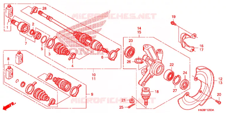ARBRE DE ROUE  Honda ATV 500 FOURTRAX 2009  TRX500FA9