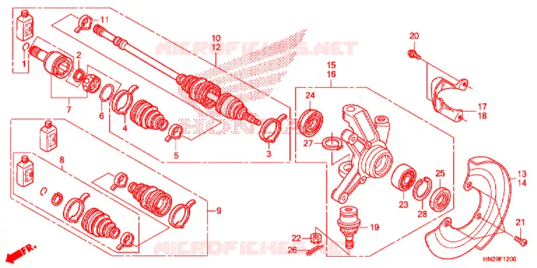 ARBRE DE ROUE  Honda ATV 500 FOURTRAX 2013  TRX500FAD