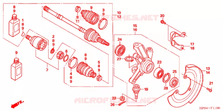 ARBRE DE ROUE  (TRX500FE/FM) Honda ATV 500 FOURTRAX 2005  TRX500FE5