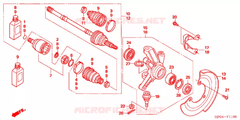 ARBRE DE ROUE  (TRX500FE/FM) Honda ATV 500 FOURTRAX 2005  TRX500FE5