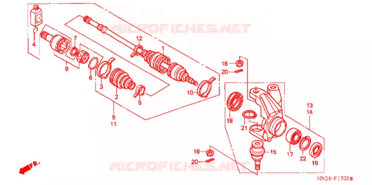 ARBRE DE ROUE  (TRX500FA'01-'04/FGA'04) Honda ATV 500 FOURTRAX 2004  TRX500FGA4