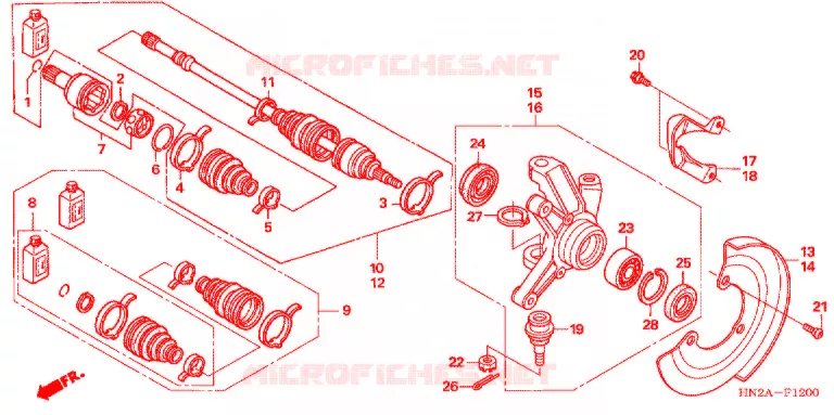 ARBRE DE ROUE  Honda ATV 500 FOURTRAX 2008  TRX500FGA8
