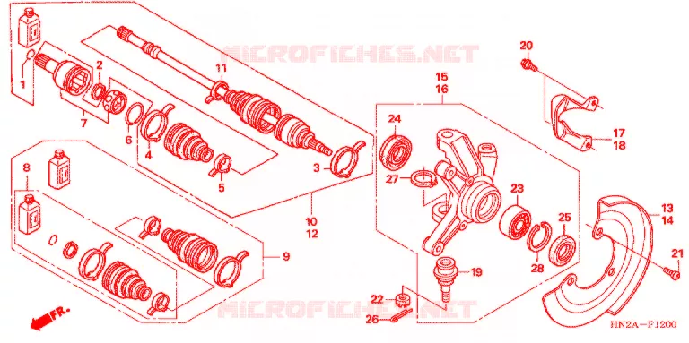 ARBRE DE ROUE  Honda ATV 500 FOURTRAX 2008  TRX500FGA8