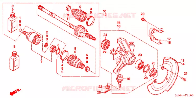 ARBRE DE ROUE  (TRX500FE/FM) Honda ATV 500 FOURTRAX 2005  TRX500FM5