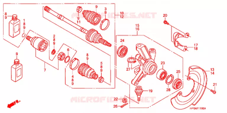 ARBRE DE ROUE  Honda ATV 500 FOURTRAX 2008  TRX500FM8