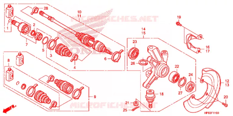 ARBRE DE ROUE  Honda ATV 500 FOURTRAX 2011  TRX500FMB