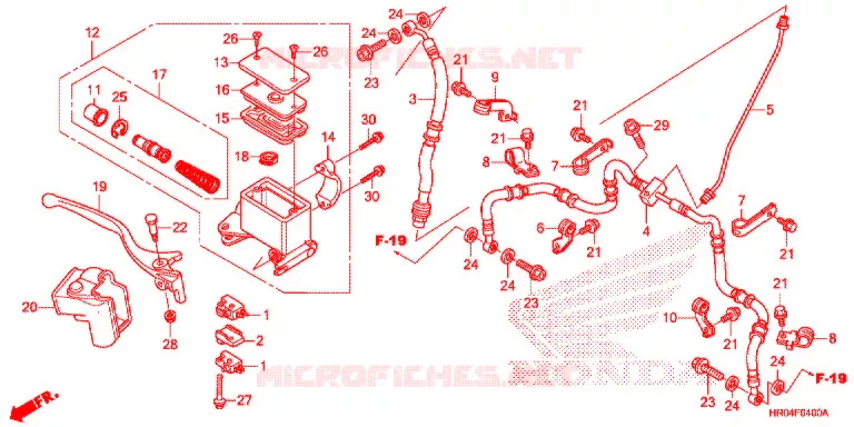 MAITRE CYLINDRE DE FREIN AVANT Honda ATV 500 FOURTRAX 2012  TRX500FMC