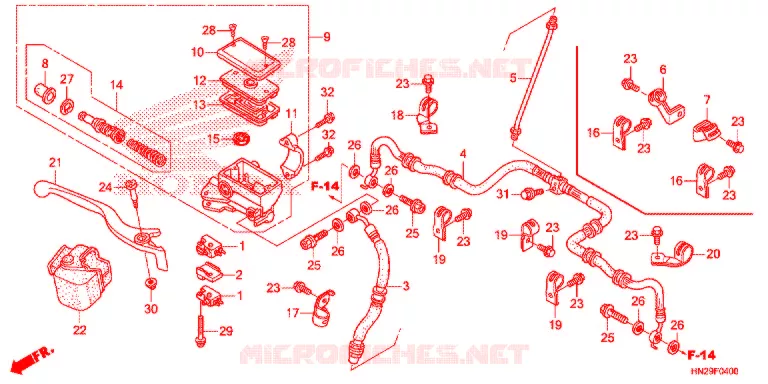 MAITRE CYLINDRE DE FREIN AVANT Honda ATV 500 FOURTRAX 2012  TRX500FPAC