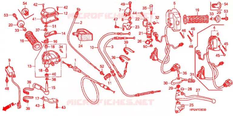 LEVIER DE GUIDON - CABLE - COMMODO Honda ATV 500 FOURTRAX 2008  TRX500FPE8