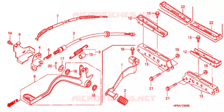 REPOSE PIED - PEDALE Honda ATV 500 FOURTRAX 2008  TRX500FPE8