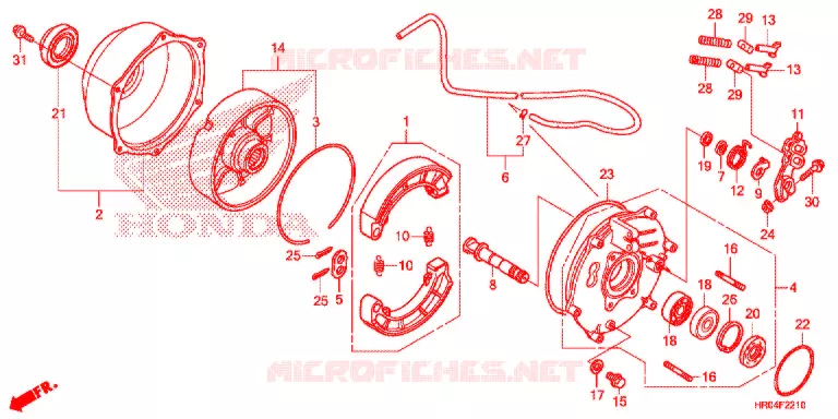 FLASQUE - MACHOIRES DE FREIN ARRIERE Honda ATV 500 FOURTRAX 2012  TRX500FPEC