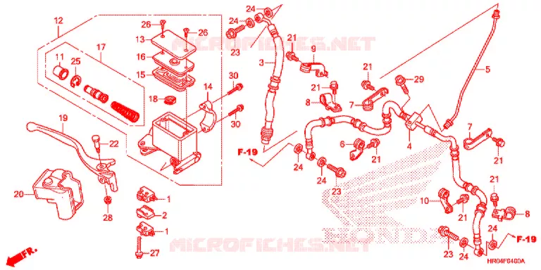 MAITRE CYLINDRE DE FREIN AVANT Honda ATV 500 FOURTRAX 2013  TRX500FPED