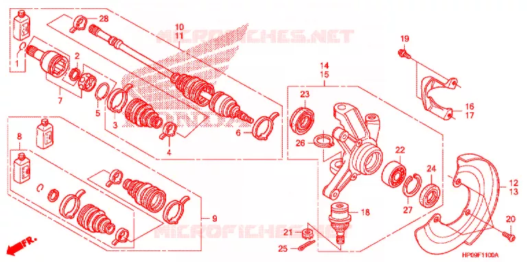 ARBRE DE ROUE  Honda ATV 500 FOURTRAX 2009  TRX500FPM9