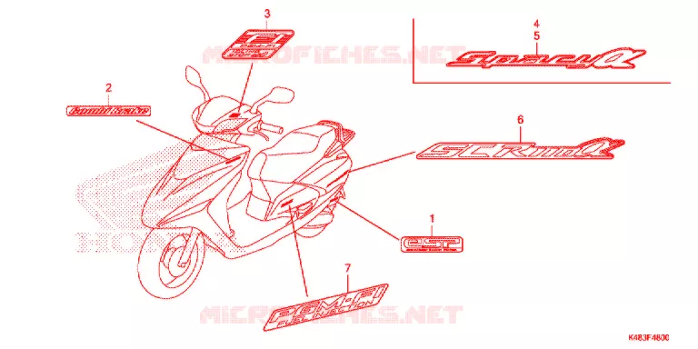 AUTOCOLLANTS Honda SCOOTER 110 SPACY 2016  SCR1105WHG