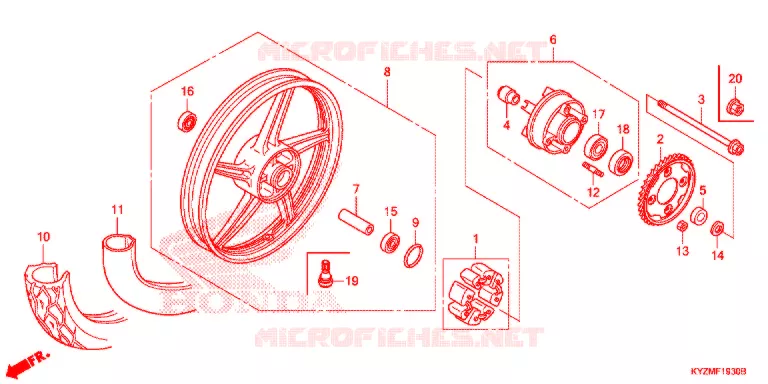 ROUE ARRIERE (AFS125MCS) Honda MOTO 125 FUTURE 2017  AFS125MCSG
