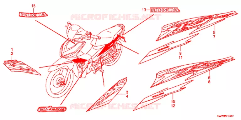 AUTOCOLLANTS (AFX110MCSC/SC) Honda MOTO 110 WAVE 2012  AFX110MCSC