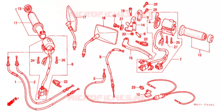 LEVIER DE GUIDON - CABLE - COMMODO Honda MOTO 400 ROADSTAR 1997  VRX400T