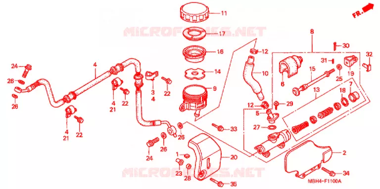 MAITRE-CYLINDRE DE FREIN ARRIERE Honda MOTO 1100 SHADOW 2000  VT1100C3Y