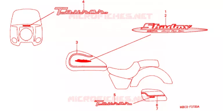 AUTOCOLLANTS Honda MOTO 1100 SHADOW 1999  VT1100TX