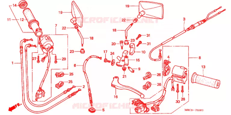 COMMODO - LEVIER - CABLE Honda MOTO 1100 SHADOW 1999  VT1100TX